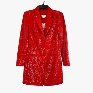 Anthropologie Sparkling Red Blazer